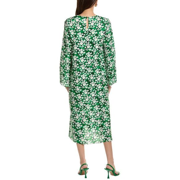 Borgo De Nor WomensPhoenix Silk-Blend Midi Dress, Green -  threedaughtersproperties.com